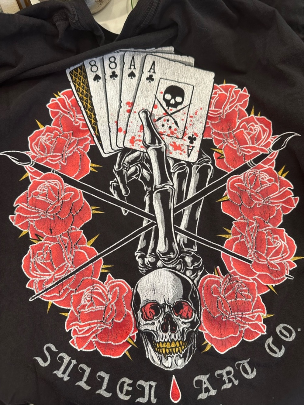 Sullen Art Collective Skull/Roses/Paintbrushes T-Shirt - 2XL